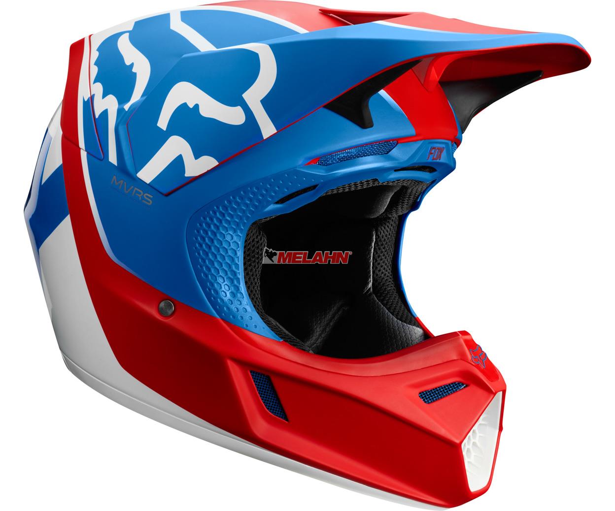 FOX Helm: V3 Kila, blau/rot/weiß, Größe S