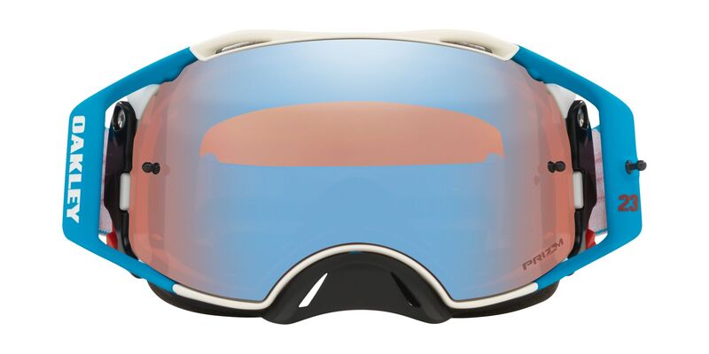 OAKLEY Brille: Airbrake Prizm MX Chase Sexton Signature Series, weiß/blau sapphire-iridium