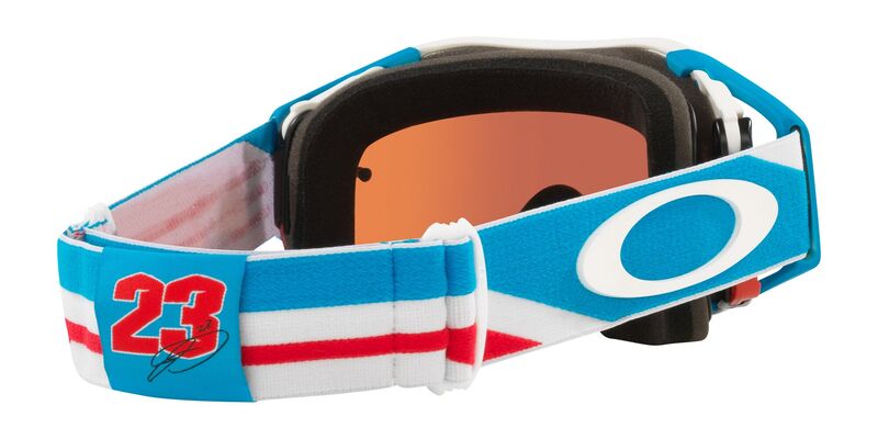 OAKLEY Brille: Airbrake Prizm MX Chase Sexton Signature Series, weiß/blau sapphire-iridium