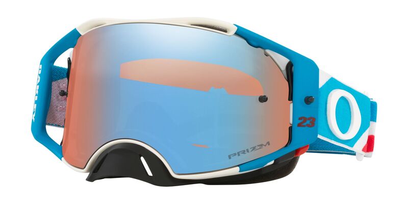 OAKLEY Brille: Airbrake Prizm MX Chase Sexton Signature Series, weiß/blau sapphire-iridium