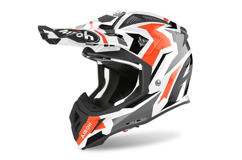 AIROH Helm: Aviator Ace Swoop, weiß/orange/grau