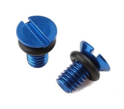 ZETA Aluminium-Gabelentlüftungsschrauben (Paar) M4 für WP, 4mm, blau