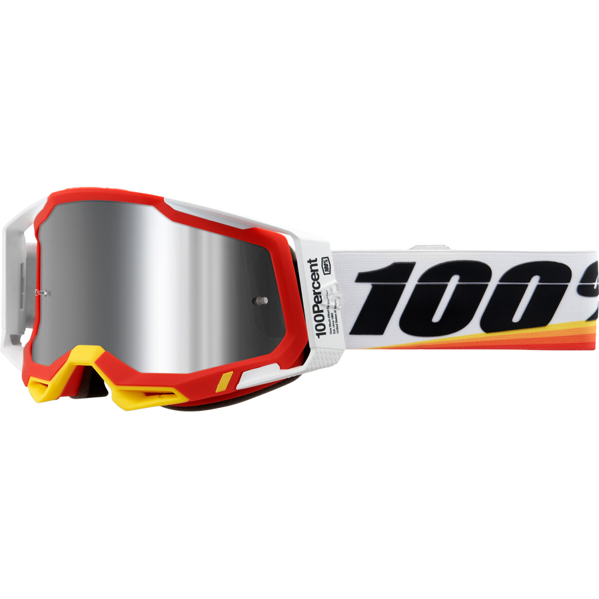 100% Brille: Racecraft 2 Arsham red, rot/weiß/gelb, silber-verspiegelt