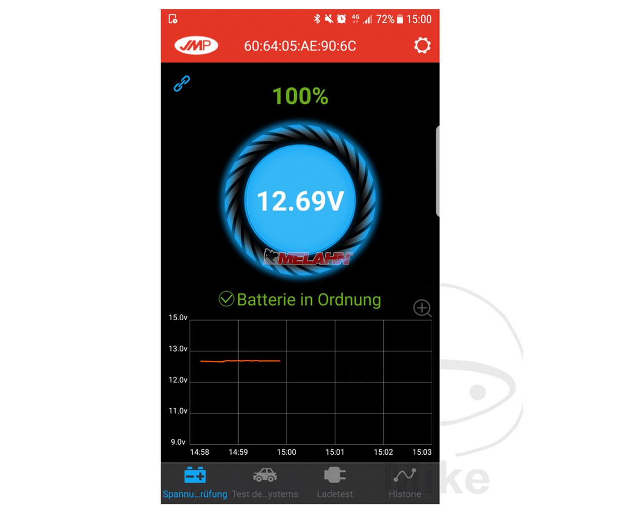 JMP Batterie Monitor 2 (Blei-Säure-Batterien), Batterieüberwachung mit dem Smartphone