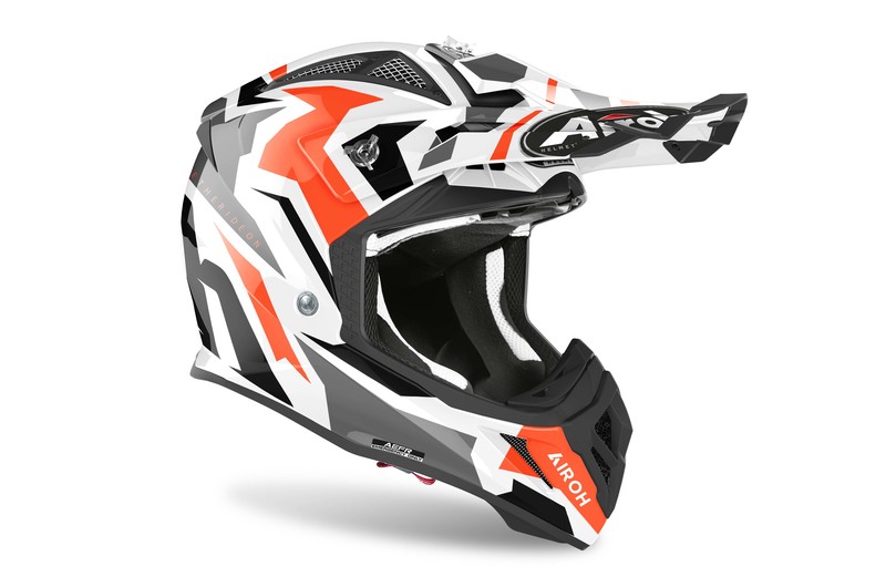 AIROH Helm: Aviator Ace Swoop, weiß/orange/grau